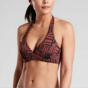 Athleta Sculpted sienna halter bikini top 36D/DD Black Brown Summer Swim